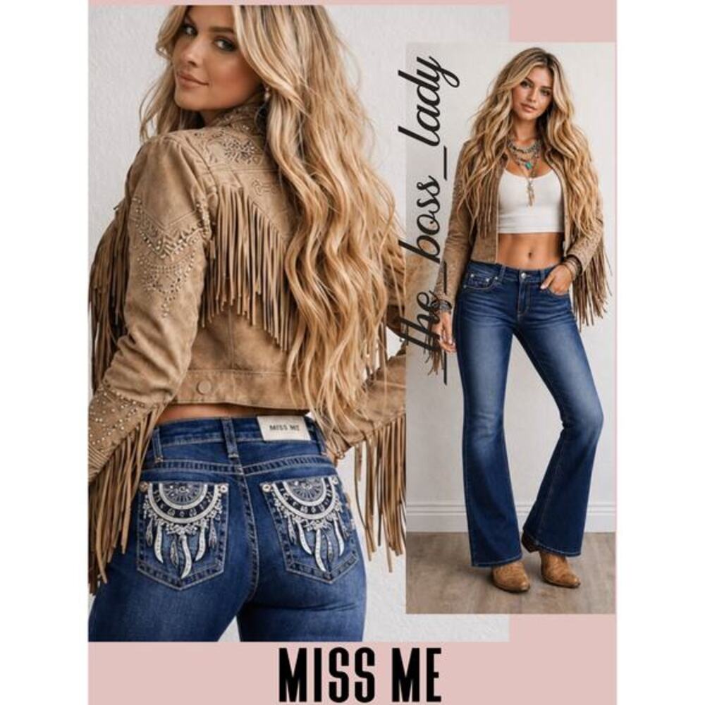 MISS ME bootcut jeans mid rise embroidered sequins embellished jeweled denim 26